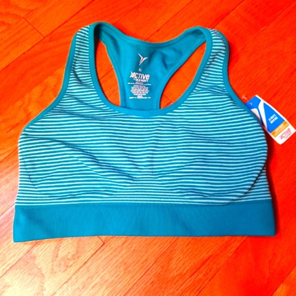 Old Navy Teal White Pin Stripe athletic top size XS